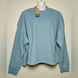 Hoka One One Womens Light Blue Thumbhole Mock Neck Fleece Pullover Sweatshirt 2X